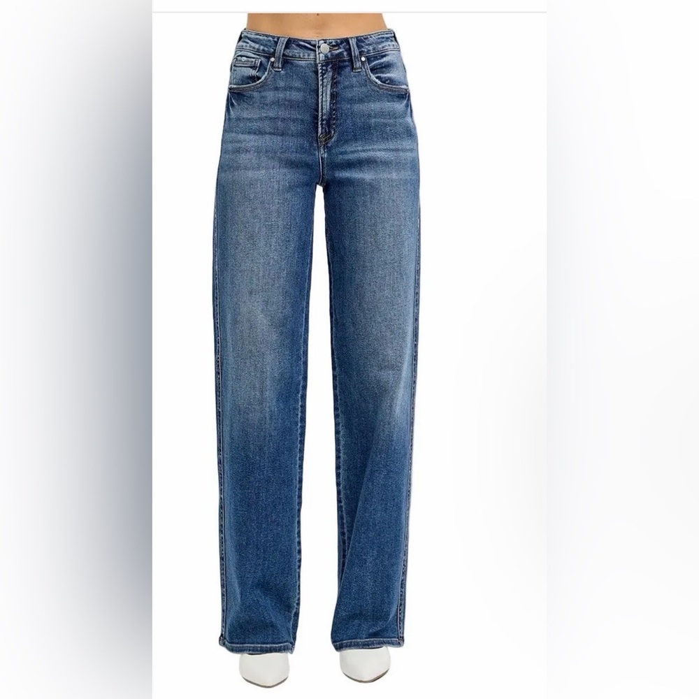 Wide Leg Women's Jeans in Vintage Blue - Picture 9 of 9